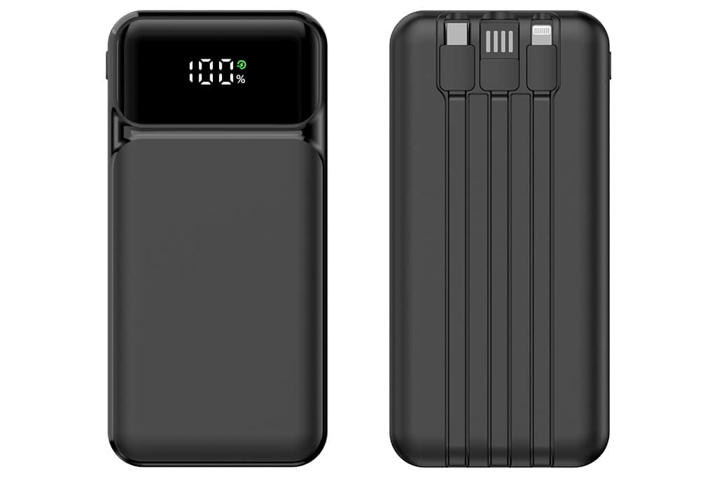 Built-in Cable LED Logo Power Bank – 10,000 mAh